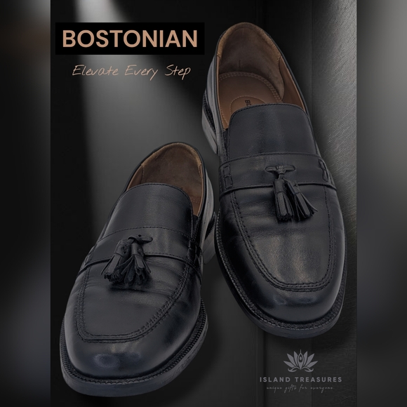 Bostonian Black Leather Classic Tassel Loafers Sz 8M Dress Shoes - Picture 1 of 16
